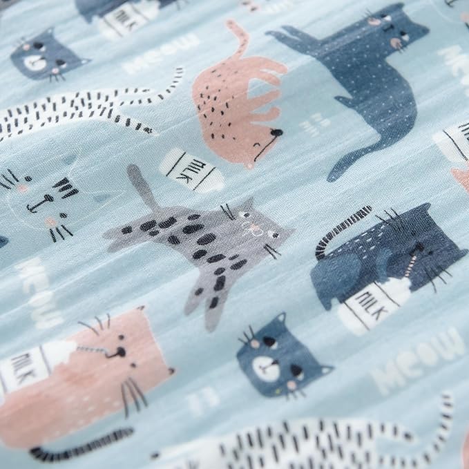 Baby Sleep Sack 2-4 T Baby Wearable Blanket 100% Organic Cotton 0.5 TOG Toddler Sleep Sacks 2- Way Zipper Soft 4 Layers 2T 3T 4T Kitten