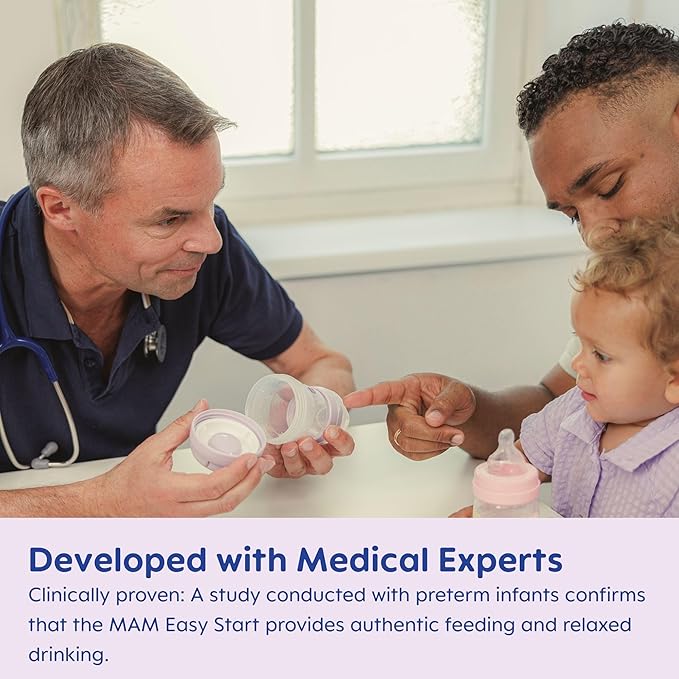 MAM 5oz Easy Start Anti-Colic Baby Bottles, Slow Flow with Bonus Medium Flow Nipple, Reduces Colic, Gas, & Reflux, Easy-to-Clean, BPA-Free, Baby Bottles for Newborns, 0-3 Months