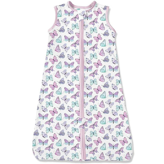 TotAha Toddler Sleep Sack 2T-3T-4T for Girl, 0.5 TOG Summer Light Sleeping Sacks, Soft Wearable Blanket Baby Sleep Bag with 2-way Zipper,Butterfly