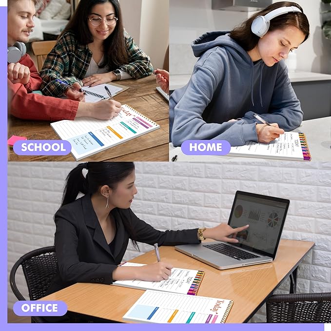 2 To Do List Notepads, Daily Planner Notebook with Tear-off Design, Undated Writing Organizer for Daily Tasks and Goal, Coiled Task Track Checklist Productivity Pad for Office, Classroom, Home, School