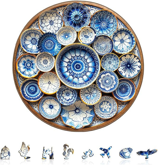 Jigfoxy Wooden Puzzles for Adults, Azulejo Dreams – Port Wood Puzzles Adult, Unique Animal Shape Wooden Jigsaw Puzzles for Adults, Birthday Gifts for Puzzle Lovers, Friend (S-8.5 * 8.4in-100pcs)