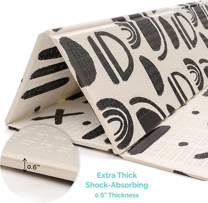 JumpOff Jo - Extra Large Waterproof Foam Padded Play Mat for Infants, Babies, Toddlers, Play Pens & Tummy Time, Foldable Activity Mat, 77 x 70 x 0.6 inches