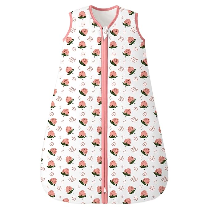 Sleep Sack 18-24 Months TOG 2.5 Winter Baby Wearable Blanket, 100% Cotton Toddler Sleeping Sack with 2-Way Zipper Warm Soft Baby Sleep Sack Strawberry