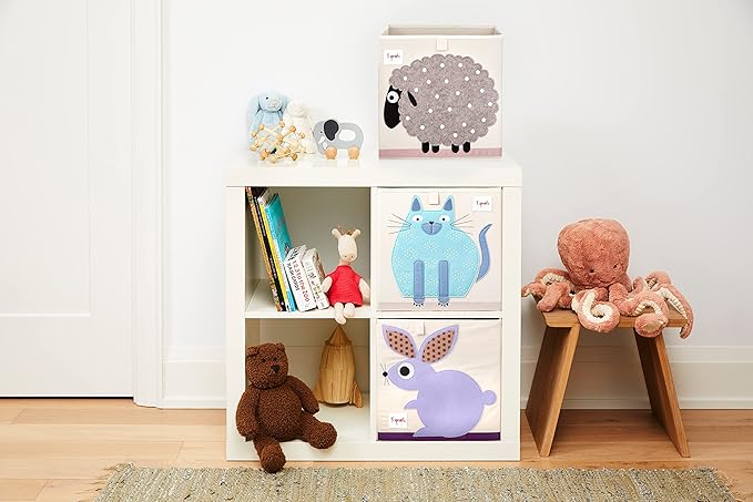 3 Sprouts Toy Storage Organizer: Toy Box Cube Organizer for Playroom, Nursery - Foldable Storage Bin - Cat