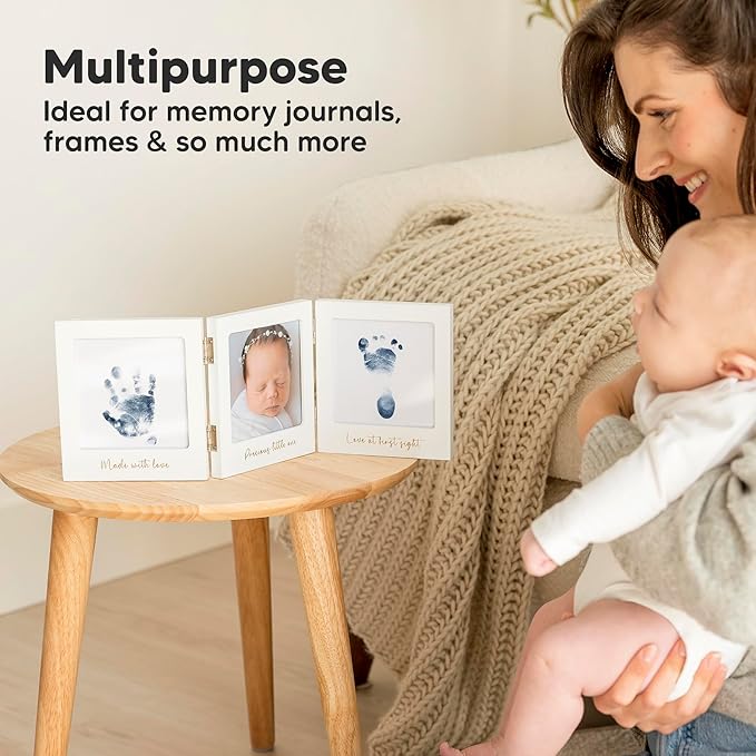 1-Pack Inkless Baby Hand and Footprint Kit - Mess Free Ink Pad for Newborn Keepsake, Dog Nose & Paw Print Kit, Clean Touch Ink Pad for Baby Hand & Footprints, Ideal New Mom Gifts (Navy, Jumbo)