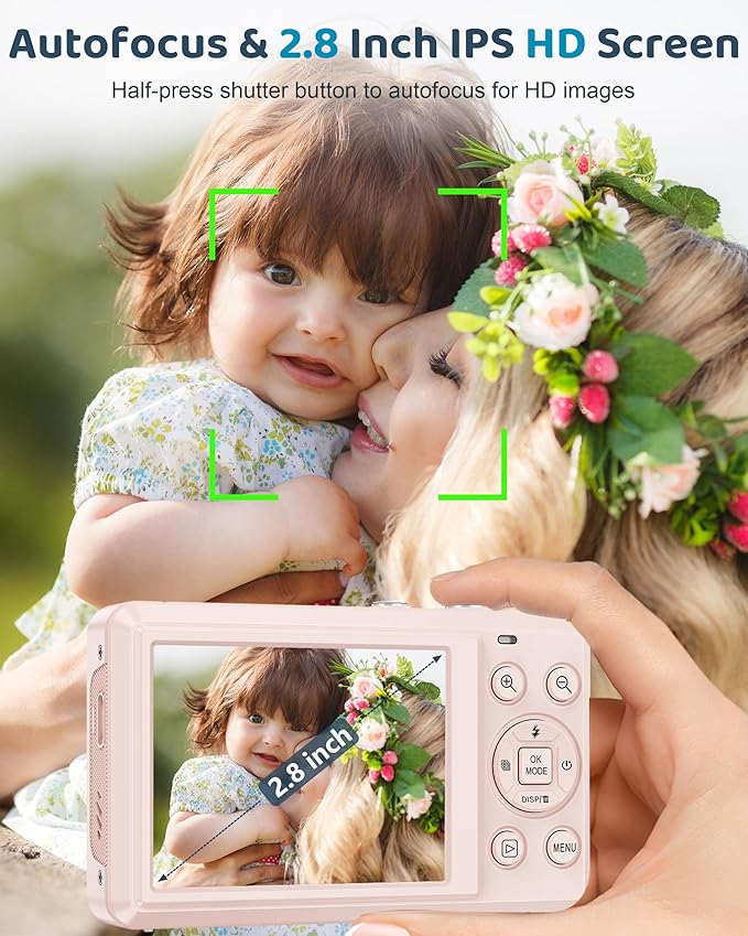 5K Digital Camera - 72MP UHD Digital Cameras for Photography - Autofocus Point and Shoot Small Camera with Flash for Kids - 2.8 Inch Screen Compact Portable Vlogging Camara with 16X Zoom, 32GB SD Card