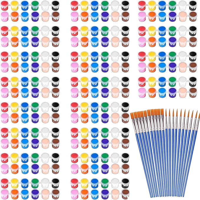 280 Pcs Washable Acrylic Paint for Kids Arts and Crafts, 20 Gouache Watercolor Paint Sets of 12 Colors for Party Classroom Painting Supplies, 20 Flat and 20 Pointed Brushes
