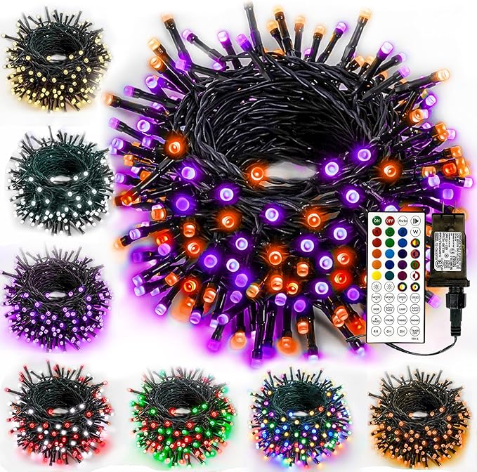 Albelt Smart Color Changing Halloween Lights, Christmas Decoration Lights with Remote & Timer, 66 FT 200 LED RGB Twinkle Fairy String Light Waterproof for Indoor Outdoor Fall Xmas Tree Decor