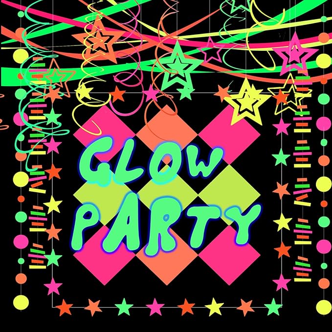 508ft UV Neon Paper Garland Crepe Streamers Glow in The Dark Party Supplies Garland Neon Party Decorations Streamers for Blacklight Reactive Fluorescent Wedding Birthday Party Decorations