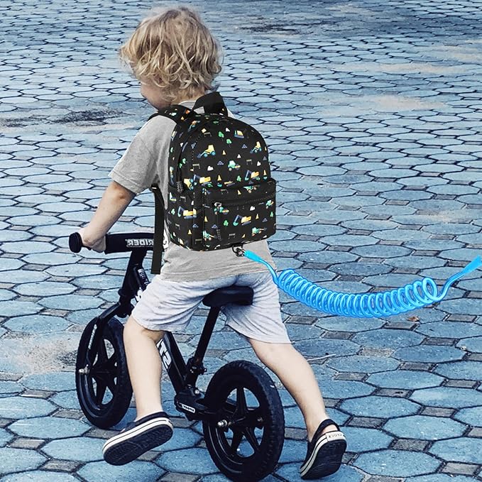 Accmor Toddler Backpack Leash, Mini Child Backpack with Anti Lost Wrist Link, Cute Kids Backpack Walking Harness for Outdoor Travel, Adorable Excavator Backpack Tether for Baby Boys Girls Ages 1-3