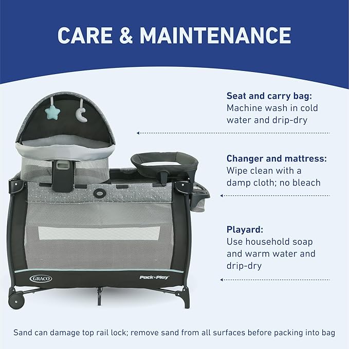 Graco Pack n Play Dome LX Playard with Baby Bassinet, Lightweight Portable Crib, Push-Button Fold Travel Crib, Redmond, Convertible