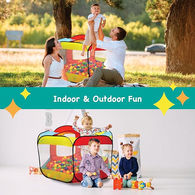 Kids Ball Pit Pop Up Large Tent for Toddlers - Indoor & Outdoor Gift Toys for Infants Girls & Boys, Baby Playpen with Zipper Storage Bag, BallPit Balls Not Included