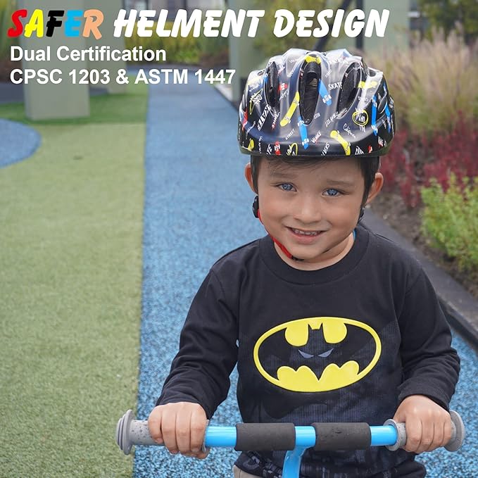 Kid Bicycle Helmets, LX LERMX Kids Bike Helmet Ages 3-5/5-14 Adjustable from Toddler to Youth Size, Durable Kids Bike Helmet with Fun Designs for Boys and Girls