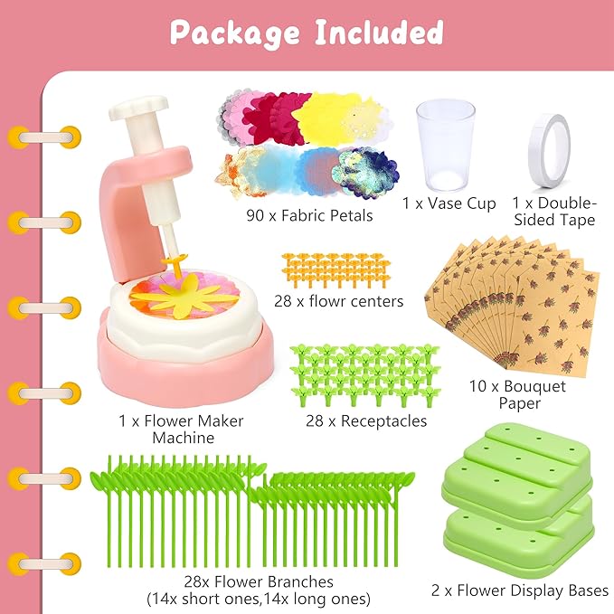 Aboofx Fabric Flower Bouquet Toys for Girls 3 4 5 6 7 8 Years Old, Flower Making Kit for Kids Age 3 4 5 6 7 8, Educational DIY Flowers Press Craft Kit Toy for Girls Birthday Holiday Party Xmas Gifts