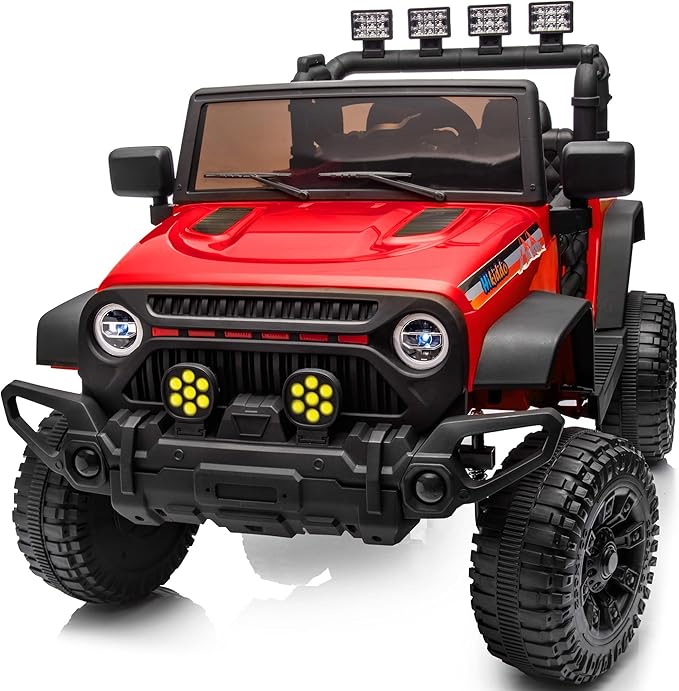 4WD Kids Ride on Car Truck, 12V 7Ah Kids Electric Vehicles Car Ride on Toy for Toddlers 3-5 with Remote Control - Red