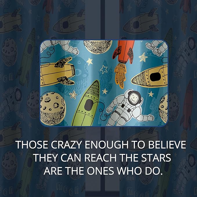 Kids Astronaut and Rocket Blackout Curtains - 100% Blackout, Thermal Insulated, Noise Reducing, Bring The Cosmos Closer to Your Kid’s Room, 2 Panels (Moonbound Adventure, W52×L84)