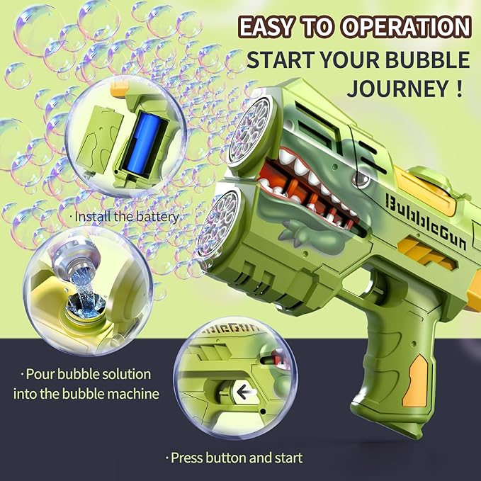 Jasny 2 Pack Bubble Guns for Kids, LED Light Up Rechargeable Bubbles Machine Blower with 2 Bottles Refill Solution for Toddlers 4-8, Wedding Birthday Gift