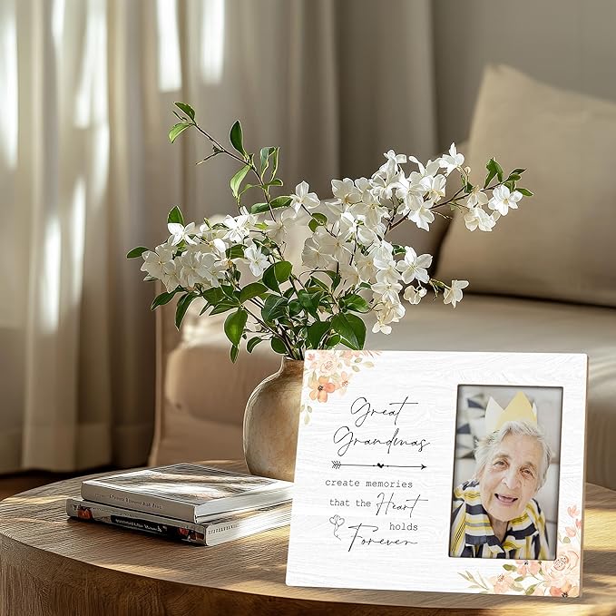Great Grandma Picture Frame - Great Grandma Gifts from Grandkids, Sympathy Gifts for Loss of Great Grandma, Great Grandma Memorial Wooden Frame for Tabletop or Wall Hanging 4x6 Photo