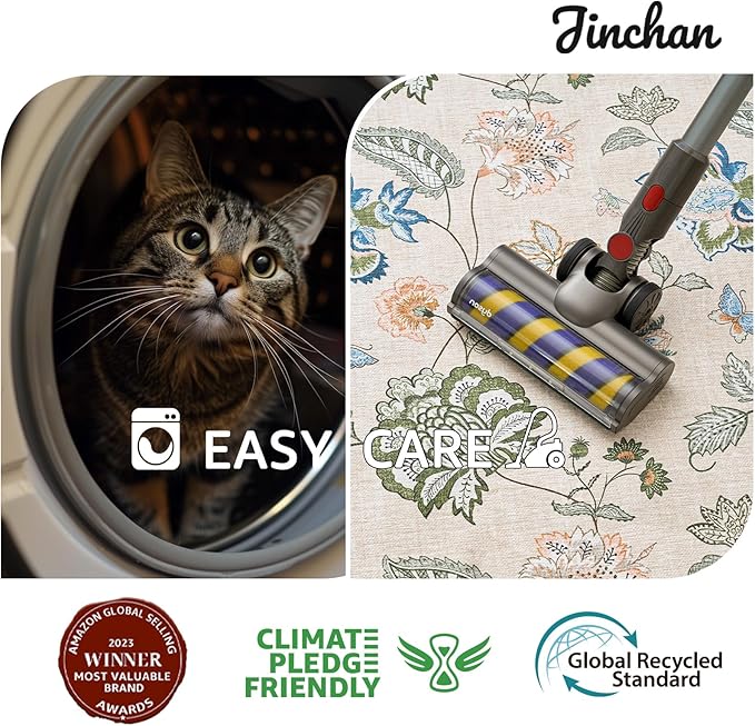 jinchan 2x5 Floral Runner Rug for Hallway Washable Kitchen Runner Vintage Romance Design Non Slip Thin Indoor Floor Cover Low-Profile Throw Carpet for Entryway Bathroom Bedroom Porch, Green/Beige