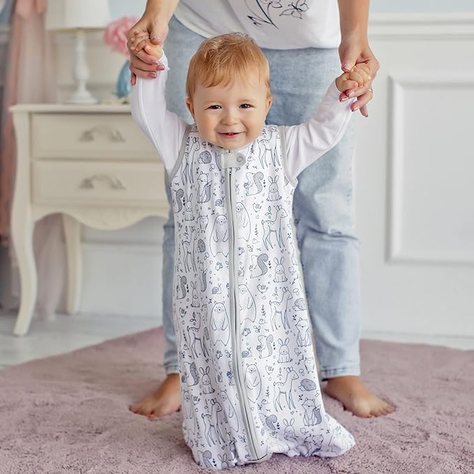 Baby Sleep Sack 1.0 TOG, Organic Cotton Baby Wearable Blanket with Two-Way Zipper, Swaddle Transition Baby Sleeping Bag, All-Season Sleep Sack for Newborn Infant Toddler Boy Girl, 0-6 Months, 1-Pack