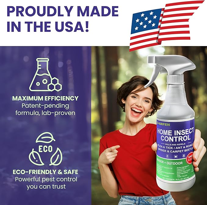 Home Insect Pest Control Spray 16oz – Kills & Repels Fleas, Ticks, Ants, Roaches, Spiders, Bed Bug and More on Contact with Peppermint Oil; Natural Safe and Effective Indoor & Outdoor Solution