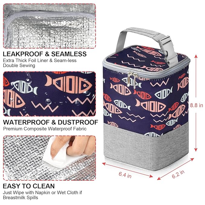 Accmor Breastmilk Cooler Bag, Baby Bottle Cooler Bags, Insulated Bottle Cooler Tote Bags On The Go, Fits 4 Large 8oz Bottles, for Nursing Mom Daycare Travel