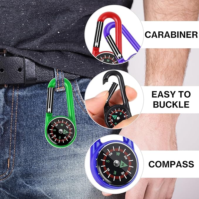 12 Pcs Mini Compass Keychain for Kids Bulk, Small Pocket Magnetic Compass Survival Hiking for Outdoor Survival Camping Party Backpacking Accessory