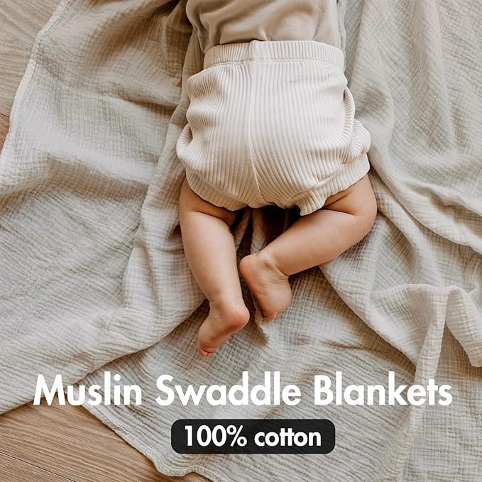 Muslin Swaddle Blankets for Newborn, 3 Pack Breathable Soft Receiving Blanket, Large 38 x 40 inches Swaddle Wrap Burping Clothes, Essentials Infant Shower Items, Toddler Gift (Bright Colors)