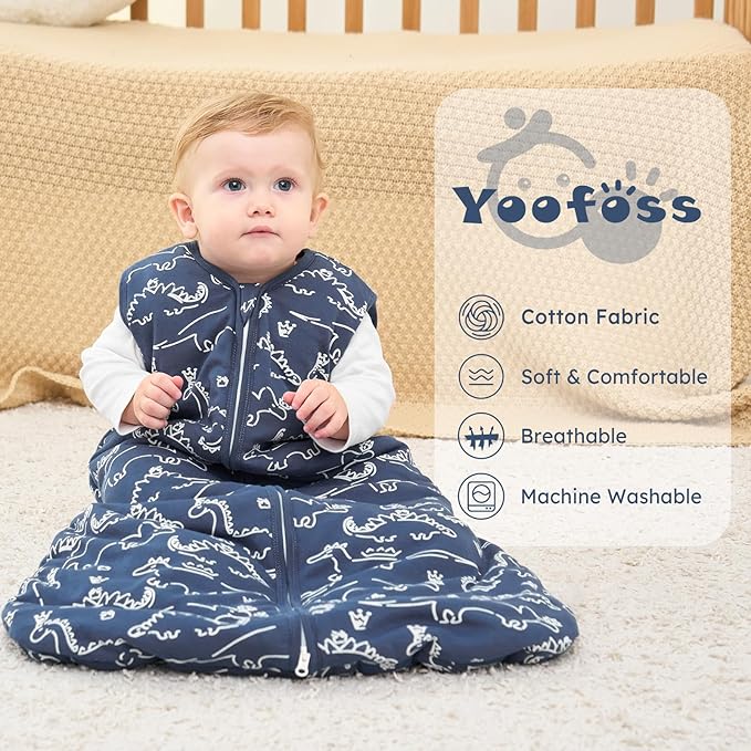 Yoofoss Baby Sleep Sack 0-6 Months, TOG 2.5 Baby Wearable Blanket with 2-Way Zipper, 100% Organic Cotton Fabric Winter Newborn Sleeping Sack, Warm Soft Comfy