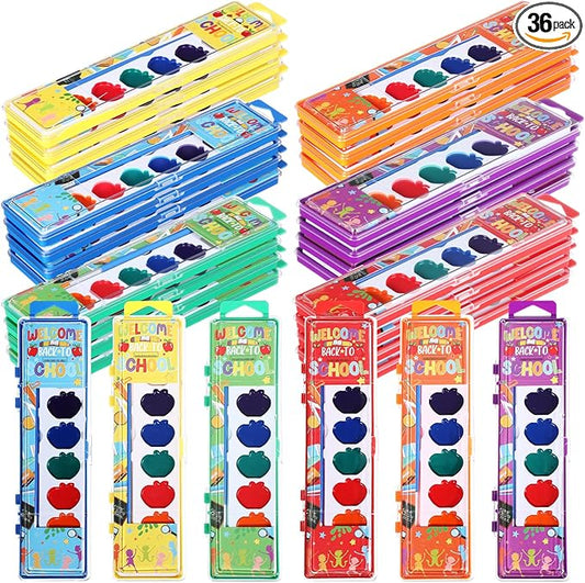 36 Pcs Apple Style Watercolor Painting Set for Kids 8 Washable Colors with Brush Watercolor Painting Set Gift Party Supplies Back to School Party Gift Exchange