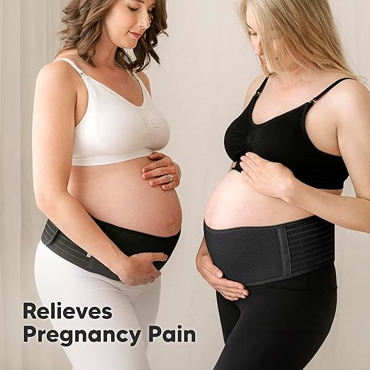 KeaBabies Maternity Belly Bands for Pregnant Women - Soft & Breathable Pregnancy Belly Support Band, Adjustable Maternity Belt for Back, Pelvic Support, Comfortable, Easy to Use (Midnight Black, 2XL)