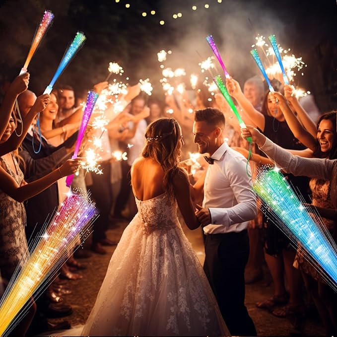 100 PCS Glow Fiber Wands Sticks,LED Light Wands,Glow in The Dark Party Supplies,Fiber Optic Wands,LED Flashing Sticks,Fiber Optic Light Wand Stick for Party,Wedding,New Year Party Favors