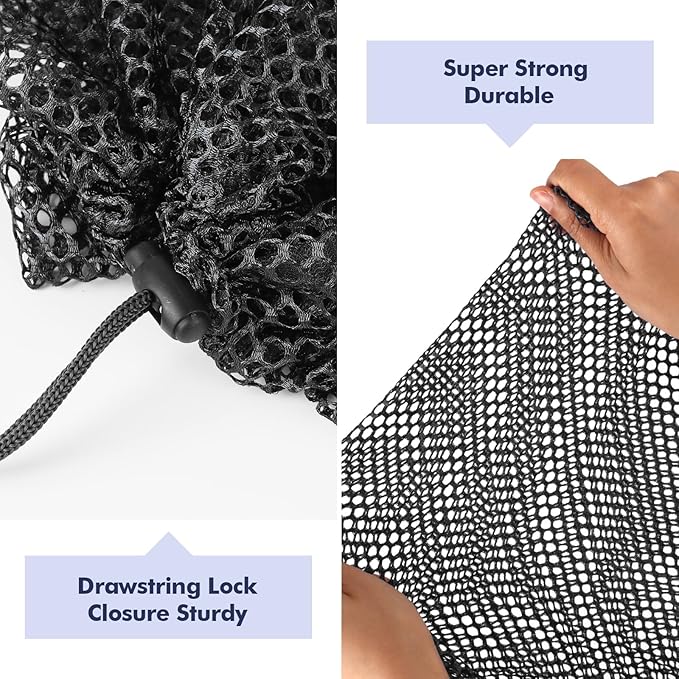 3Pcs Mesh Laundry Bags Washing Machine Mesh Wash Bags Jumbo for Delicates Clothes,Bed Linen,Toys with Drawstring Closure Sturdy (Black, Jumbo 3 pcs)