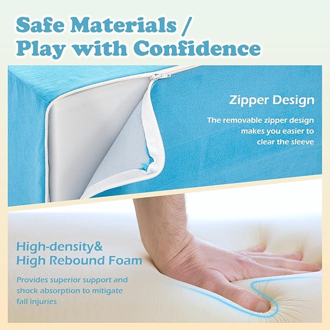 6 Pieces Climbing Toys for Toddlers, Climb & Crawl Soft Foam Block Activity Play Set, Foam Play Gym Climbing Blocks, Toddler Climbing Toy Indoor, Soft Foam Toys for Kids Crawling and Sliding