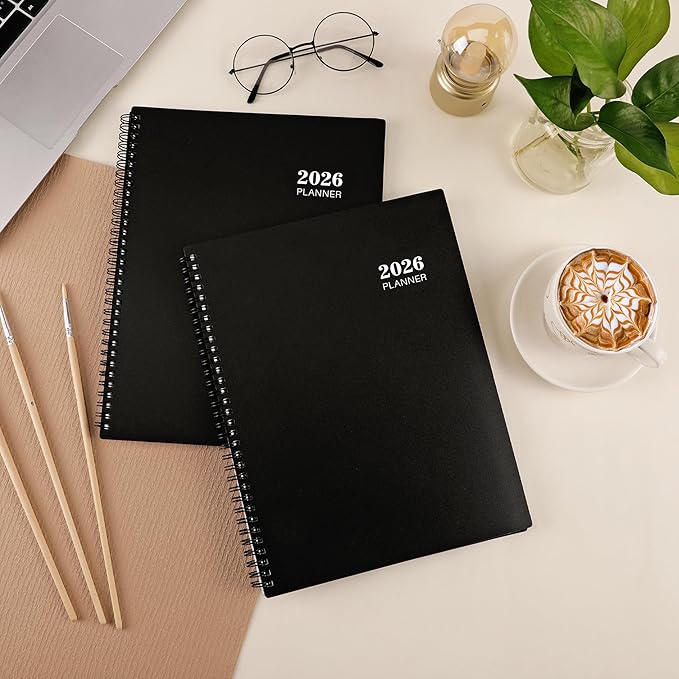 2026 Planner - 9” × 11”, 2026 Weekly and Monthly Planner, from JAN. 2026 to DEC. 2026, Inner Pocket, Premium Paper, Twin-wire Binding, Make Your Life Productive - Black