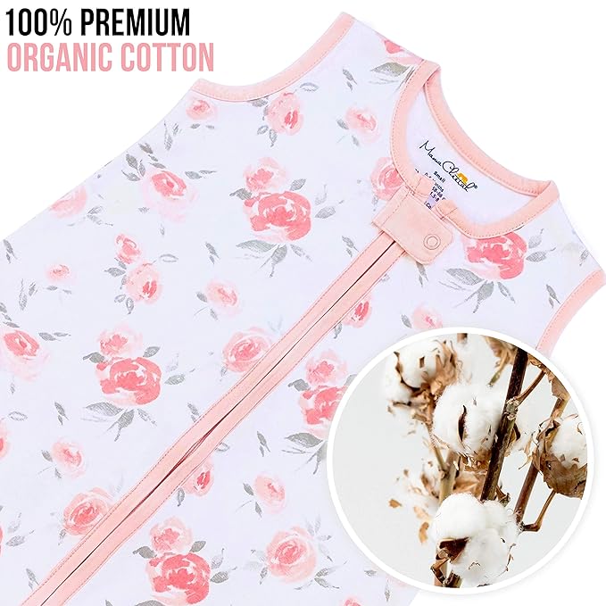 Mama Cheetah Baby Sleep Sack 0.5 TOG, Organic Cotton Baby Wearable Blanket with Two-Way Zipper, Swaddle Transition Baby Sleeping Bag for Newborn Infant Toddler Boy Girl, 0-3 Months