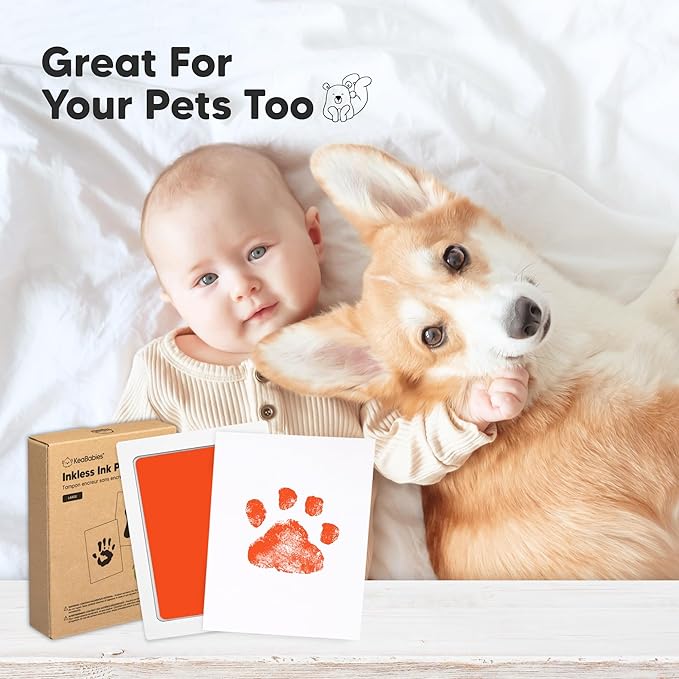 4-Pack Inkless Baby Hand and Footprint Kit - Mess Free Ink Pad for Newborn Keepsake, Dog Nose & Paw Print Kit, Clean Touch Ink Pad for Baby Hand & Footprints, Ideal New Mom Gifts (Autumn, L)