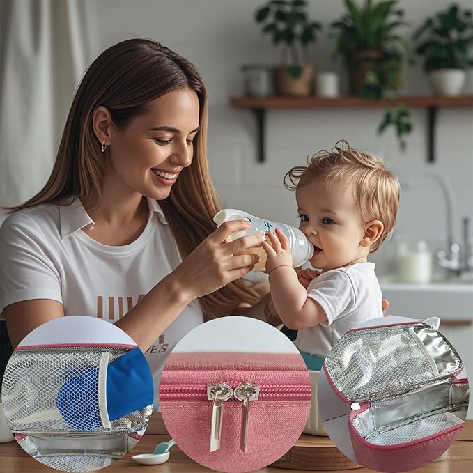 Insulated Breastmilk Cooler Bag with 2 Ice Packs - Breastmilk Cooler Organizer Bag for Daycare, Breastfeeding Mom Travel Outdoor