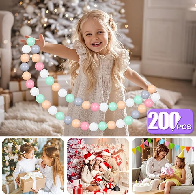 GOGOSO Balls for Ball Pit - Plastic Ball for Toddlers 1-3, Baby Kids Ball Pool Decoration 50 100 200 300 500 1000 (6 Colors, 200 Balls)