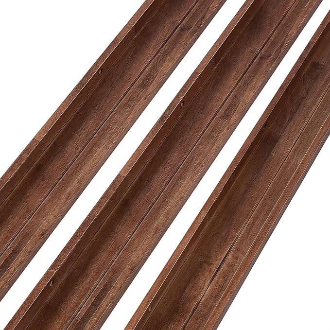 36 Inch Picture Ledge Shelf Rustic Wall Mount Light Walnut Long Narrow Picture Shelves Storage for Books Toys Music Albums Green Plants-Photo Ledge Shelf Set of 3 Mounting Hardware Include