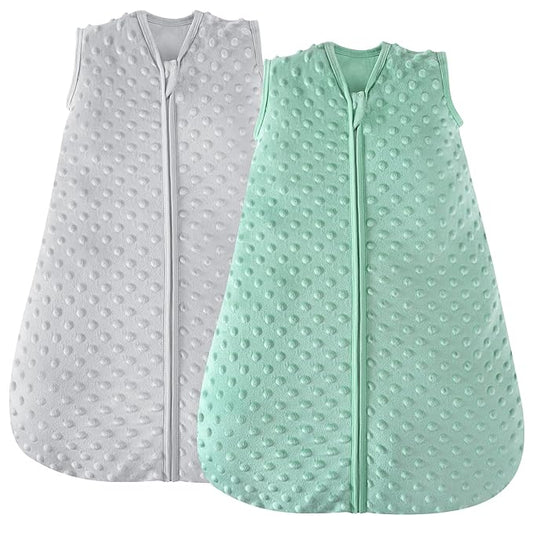 JELLYMONI Fleece Baby Sleep Sack 12-18 Months, 1.5 Tog Warm Winter Baby Wearable Blanket with Plush Dots and 2-Way Zipper, Cotton Toddler Sleep Sack