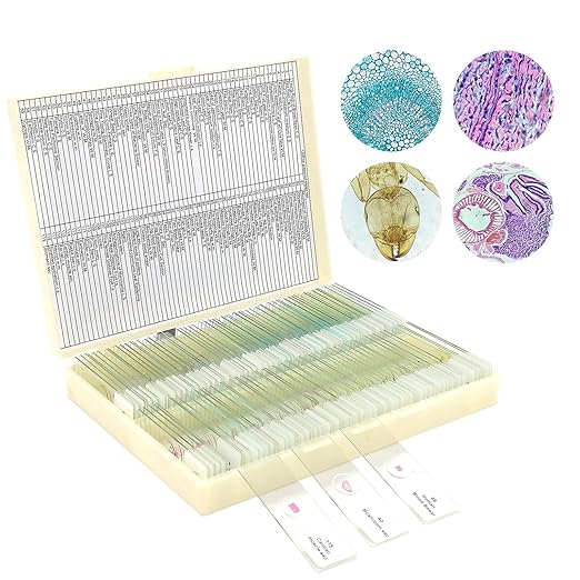 120 Microscope Slides with Specimens for Kids, Prepared Microscope Slides for Kids Microbiology, Prepared Microscope Slides for Adults