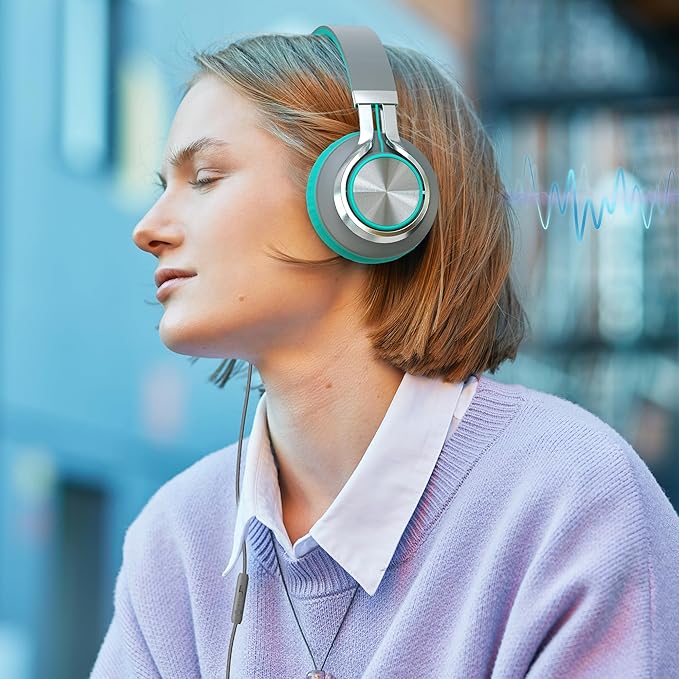 AILIHEN C8 Kids Headphones Wired USB C, USB-C Headphones with Microphone & Volume Control, Foldable Stereo Sound Tangle-Free Type C Cord, Compatible with Cellphone, Laptop, PC, Computer (Grey Mint)