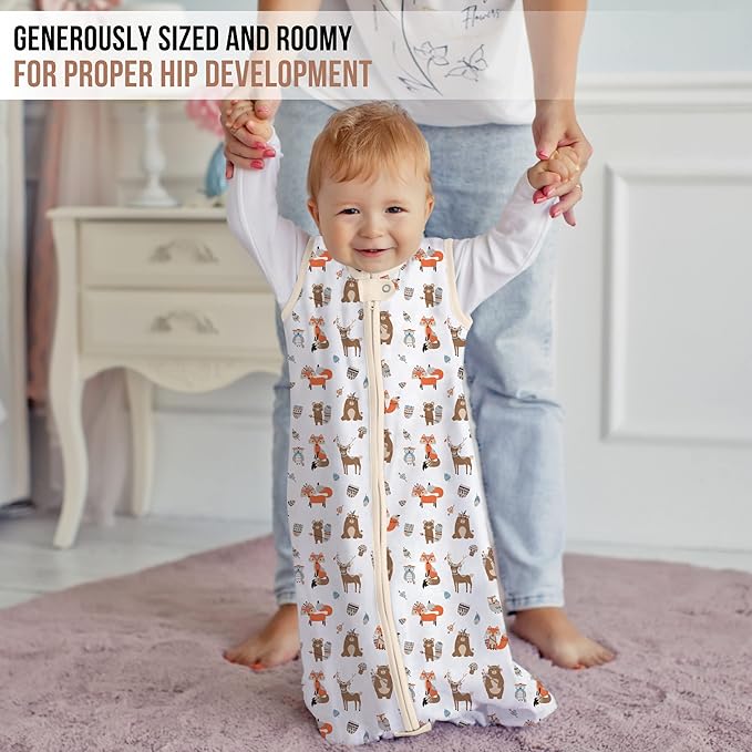 Mama Cheetah Baby Sleep Sack 0.5 TOG, Organic Cotton Baby Wearable Blanket with Two-Way Zipper, Swaddle Transition Baby Sleeping Bag for Newborn Infant Toddler Boy Girl, 24-48 Months