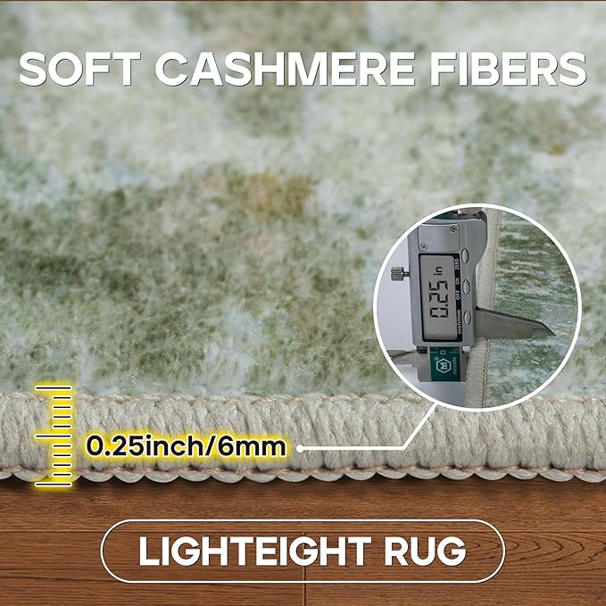 9x12 Area Rugs for Living Room Rug Washable: Modern Large Rug for Dining Room Bedroom Carpet Non Slip 9 by 12 Indoor Abstract Nursery Home Office Green