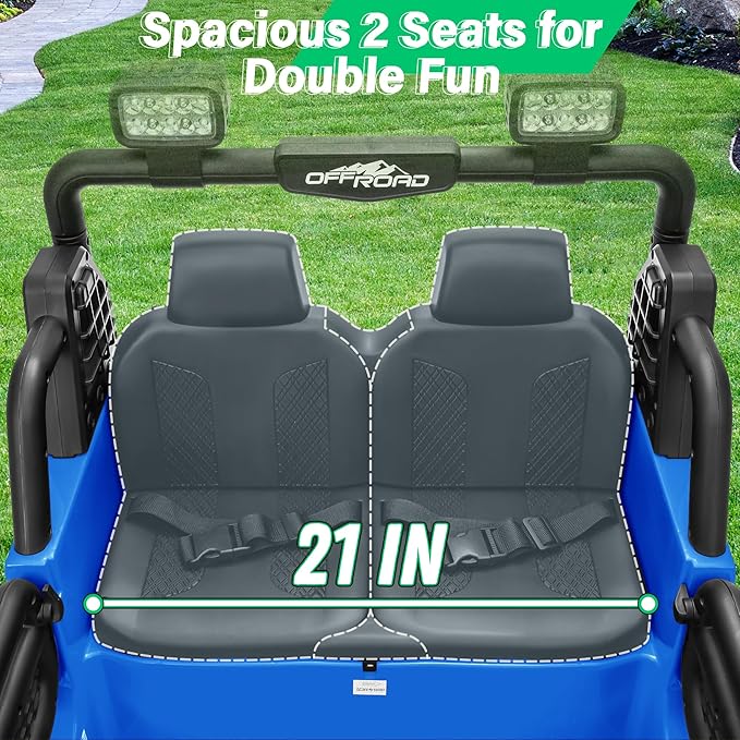 2 Seater Ride On Car Truck with Remote Control XL, Kids 24V Battery Powered Electric Vihicle w/21 in Seat, 3 Speeds, 2WD/4WD Switichable, Shock Absorbers,Bluetooth, Flower, Gift Choice