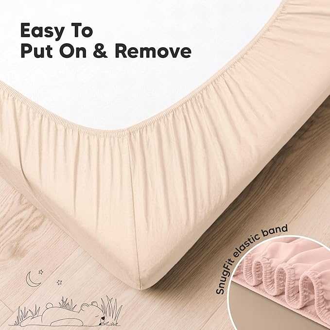 KeaBabies 2-Pack Organic Crib Sheets for Boys, Girls - 52x28 Fitted Crib Mattress Sheet Neutral, Breathable Jersey Cotton Cover for Baby Bed, Toddler Mattress, Soft & Cute Prints (Cameo)