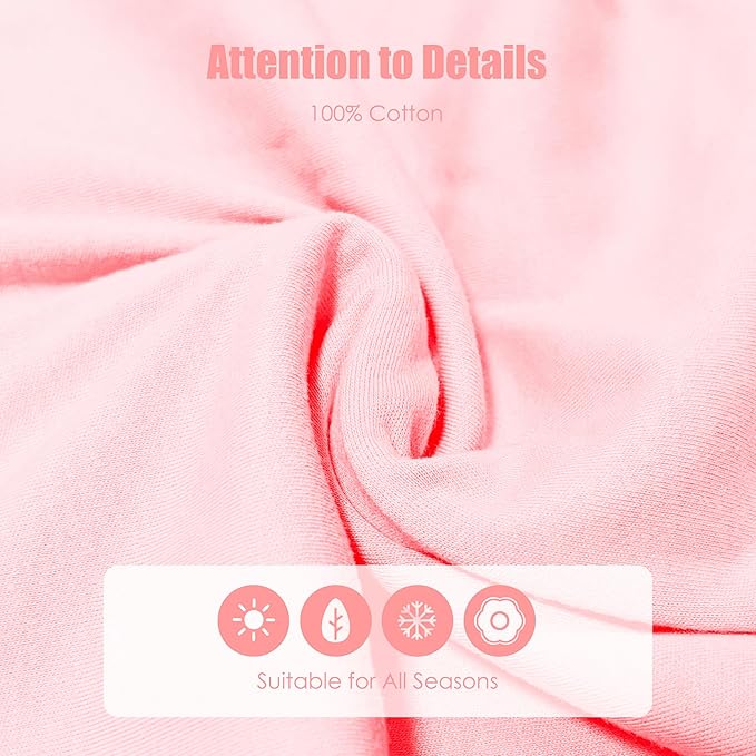 SWEET DOLPHIN Baby Sleep Sack 0-6 Months - 100% Cotton 2-Way Zipper TOG 0.5 Infant Wearable Blanket, Newborn Essentials Toddler 3 Pack Sleeping Sacks - Pink