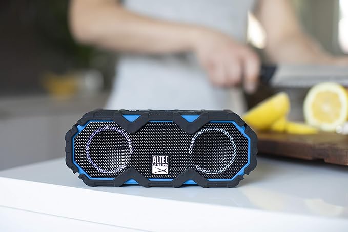 Altec Lansing LifeJacket Mini - Waterproof Bluetooth Speaker with Lights, Portable Wireless Speaker for Pool, Beach, Hiking, Sports, Camping, 16 Hour Playtime, Floats in Water