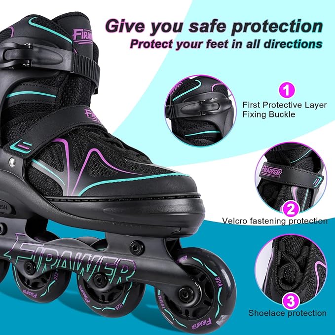 Kids Adjustable Inline Skates Ages 4-12, Youth Inlie Skates for Girls Boys 5-8 8-12 with Full Light Up Wheels, Beginner Women Adult Skates